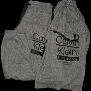 Calvin Klein Gray Hoodie and Sweatpants Set